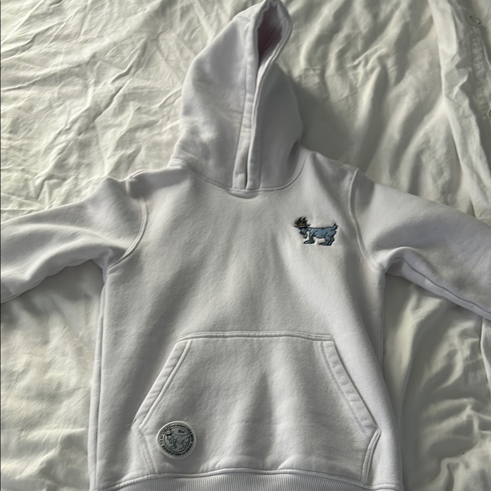 Kids White Hoodie with Embroidered Design